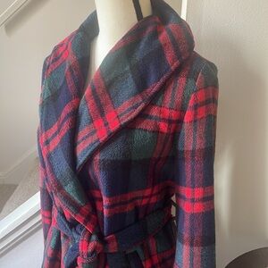 ~ETWO Plaid Belted Coat Wrap Style with Belt Size Medium